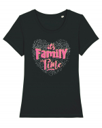 Pentru Crăciun în familie - It's family time Tricou mânecă scurtă guler larg fitted Damă Expresser