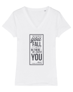 Wken You Fall (black) Tricou mânecă scurtă guler V Damă Evoker