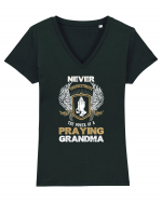 PRAYING GRANDMA Tricou mânecă scurtă guler V Damă Evoker