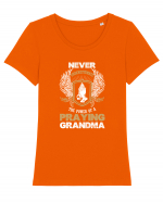 PRAYING GRANDMA Tricou mânecă scurtă guler larg fitted Damă Expresser