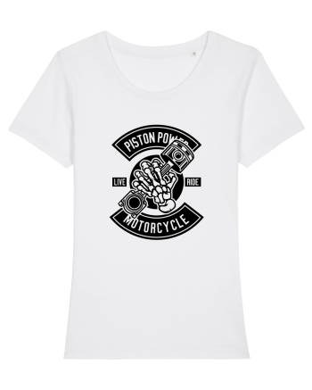 Piston Skull Motorcycle Black White