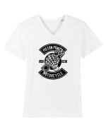 Piston Skull Motorcycle Black Tricou mânecă scurtă guler V Bărbat Presenter
