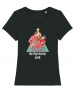 Pentru Crăciun în familie - My Christmas tree Tricou mânecă scurtă guler larg fitted Damă Expresser