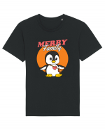 Pentru Crăciun în familie - Familia veselă, pinguin cu geantă Tricou mânecă scurtă Unisex Rocker