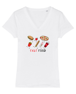 Fast Food Tricou mânecă scurtă guler V Damă Evoker