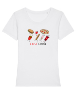 Fast Food Tricou mânecă scurtă guler larg fitted Damă Expresser