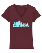 Lup urlând la luna Tricou mânecă scurtă guler V Damă Evoker