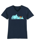 Lup urlând la luna Tricou mânecă scurtă guler V Bărbat Presenter