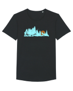 Lup urlând la luna Tricou mânecă scurtă guler larg Bărbat Skater