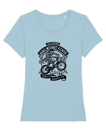 Rebel Biker Skeleton Black Sky Blue