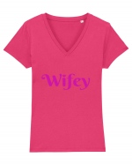 WIFEY Tricou mânecă scurtă guler V Damă Evoker