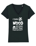 WOOD Tricou mânecă scurtă guler V Damă Evoker