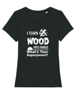 WOOD Tricou mânecă scurtă guler larg fitted Damă Expresser
