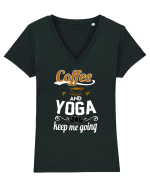 COFFEE YOGA Tricou mânecă scurtă guler V Damă Evoker