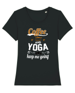 COFFEE YOGA Tricou mânecă scurtă guler larg fitted Damă Expresser