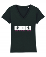 FITNESS Tricou mânecă scurtă guler V Damă Evoker