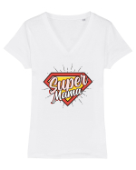Familia de super eroi - Super mama Tricou mânecă scurtă guler V Damă Evoker