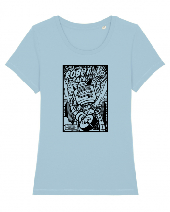 Robot Attack Black Sky Blue