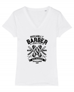 Rockabilly Barber Rebellion Black Tricou mânecă scurtă guler V Damă Evoker