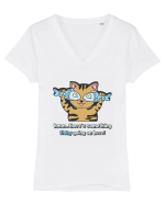Cute Cat Tricou mânecă scurtă guler V Damă Evoker