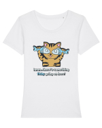 Cute Cat Tricou mânecă scurtă guler larg fitted Damă Expresser