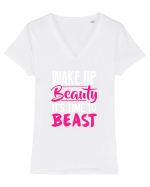 BEAUTY Tricou mânecă scurtă guler V Damă Evoker