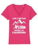 CAMPING Tricou mânecă scurtă guler V Damă Evoker