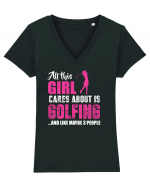 GOLFING Tricou mânecă scurtă guler V Damă Evoker