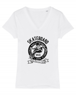 Skateboard Rebellion Black Tricou mânecă scurtă guler V Damă Evoker