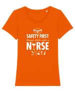 NURSE Tricou mânecă scurtă guler larg fitted Damă Expresser