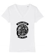 Skull Biker Black Tricou mânecă scurtă guler V Damă Evoker