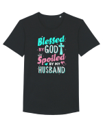 Blessed by God Spoiled by my husband Tricou mânecă scurtă guler larg Bărbat Skater