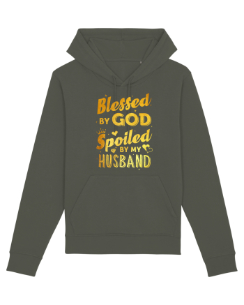 Blessed by God Spoiled by my Husband Khaki