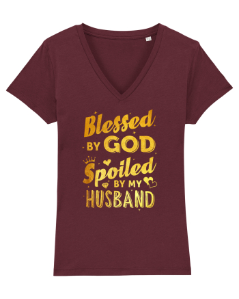 Blessed by God Spoiled by my Husband Burgundy