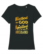 Blessed by God Spoiled by my Husband Tricou mânecă scurtă guler larg fitted Damă Expresser