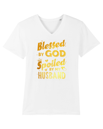 Blessed by God Spoiled by my Husband White