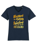 Blessed by God Spoiled by my Husband Tricou mânecă scurtă guler V Bărbat Presenter