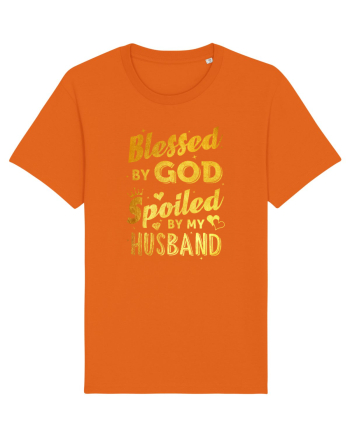 Blessed by God Spoiled by my Husband Bright Orange
