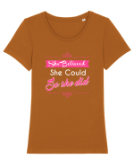 SHE BELIEVED Tricou mânecă scurtă guler larg fitted Damă Expresser