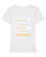 TEACHER Tricou mânecă scurtă guler larg fitted Damă Expresser
