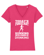 RUNNING Tricou mânecă scurtă guler V Damă Evoker