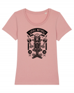Skeleton Motorcycle Black Tricou mânecă scurtă guler larg fitted Damă Expresser