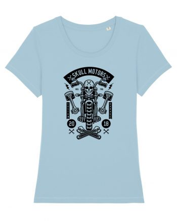 Skeleton Motorcycle Black Sky Blue