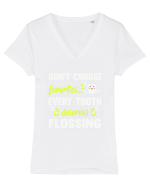FLOSS TEETH Tricou mânecă scurtă guler V Damă Evoker