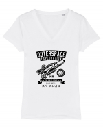 Spaceship Exploration Black Tricou mânecă scurtă guler V Damă Evoker