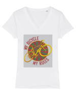 My Bicycle My Rules Tricou mânecă scurtă guler V Damă Evoker