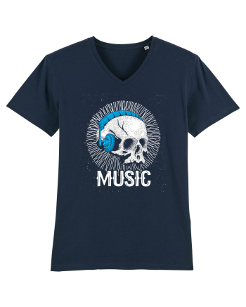 Retro Music Disco DJ Skull French Navy