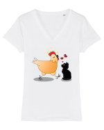 Cat and Han Tricou mânecă scurtă guler V Damă Evoker