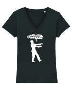 COFFEE Tricou mânecă scurtă guler V Damă Evoker