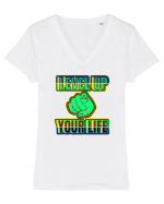 Level Up Your Life Tricou mânecă scurtă guler V Damă Evoker